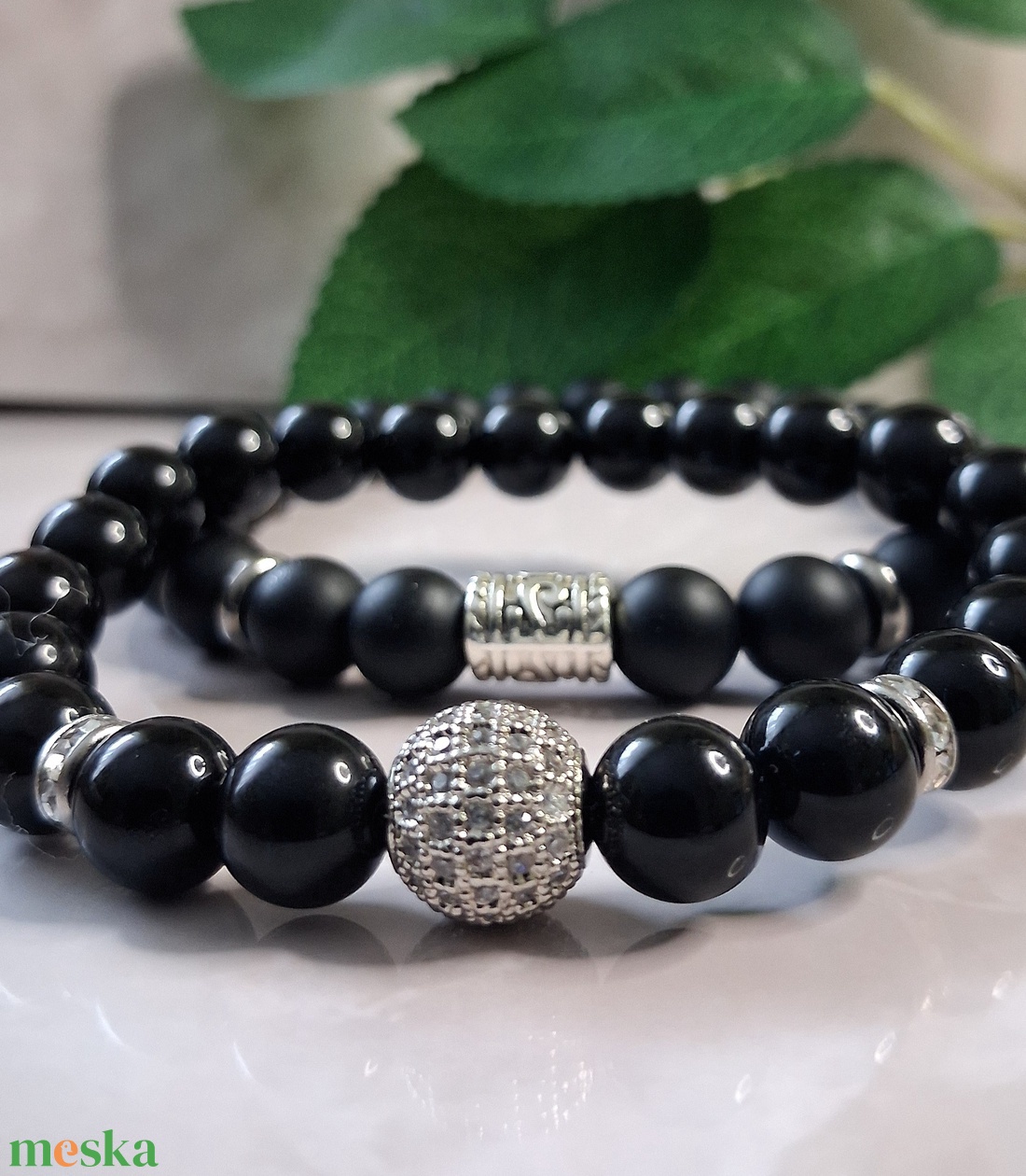 Ónix páros ásvány karkötő � matt és fényes változat - ékszer - karkötő - ásványkarkötő - Meska.hu