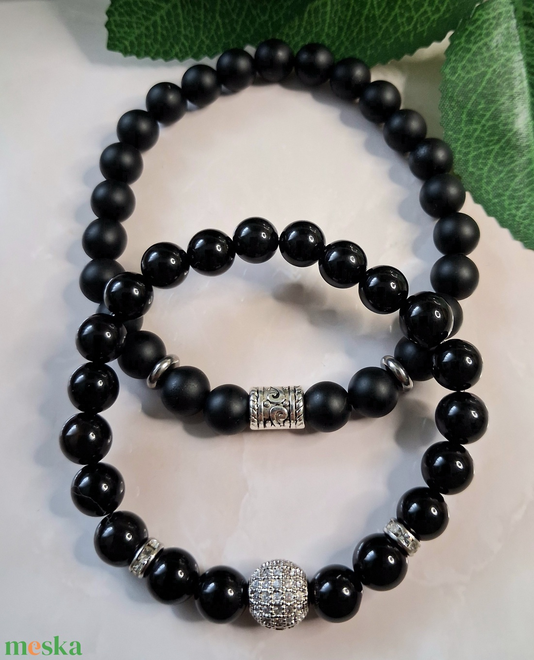 Ónix páros ásvány karkötő � matt és fényes változat - ékszer - karkötő - ásványkarkötő - Meska.hu