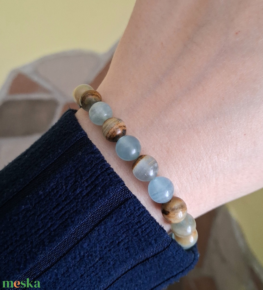 Aragonit ásvány karkötő- nyugalom és belső egyensúly - ékszer - karkötő - ásványkarkötő - Meska.hu