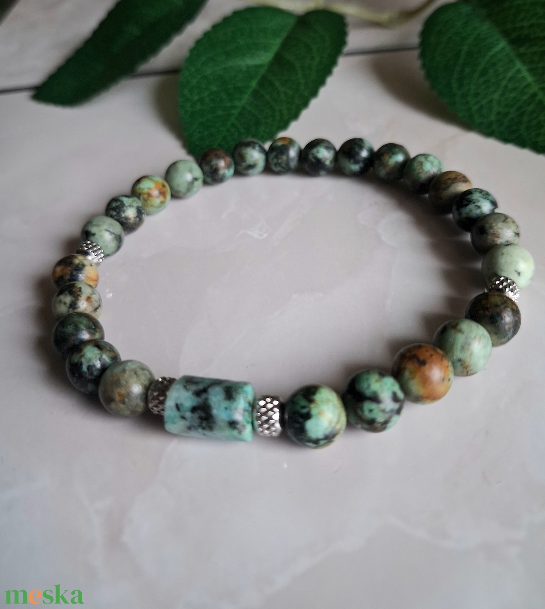 Afrikai türkiz ásvány karkötő- megújulás, egyensúly - ékszer - karkötő - ásványkarkötő - Meska.hu