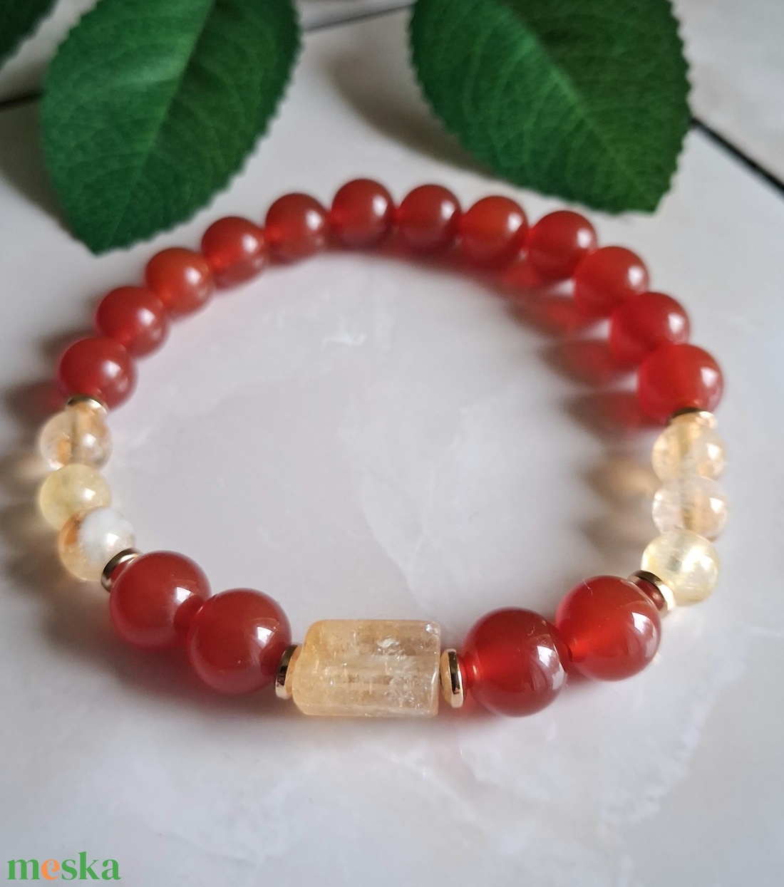 Karneol és citrin ásvány karkötő � energia, életerő - ékszer - karkötő - ásványkarkötő - Meska.hu