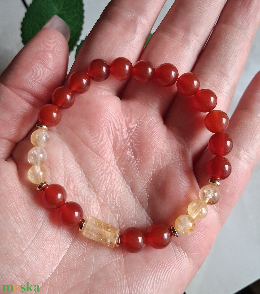 Karneol és citrin ásvány karkötő � energia, életerő - ékszer - karkötő - ásványkarkötő - Meska.hu