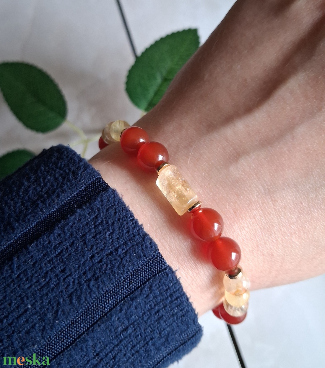 Karneol és citrin ásvány karkötő � energia, életerő - ékszer - karkötő - ásványkarkötő - Meska.hu