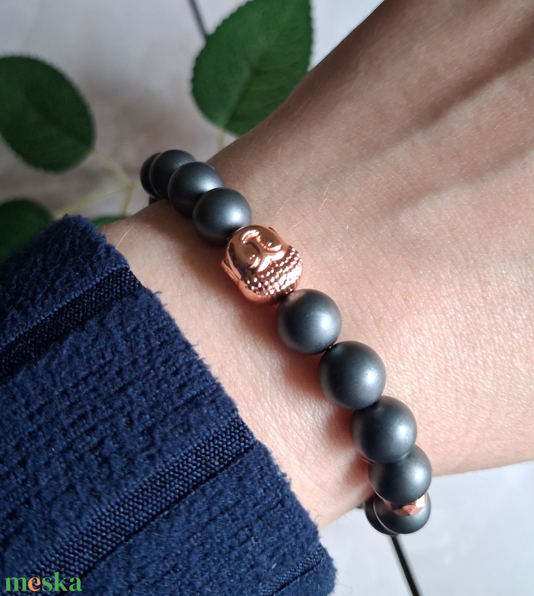 Rose gold hematit ásvány karkötő � elegancia és erő - ékszer - karkötő - ásványkarkötő - Meska.hu