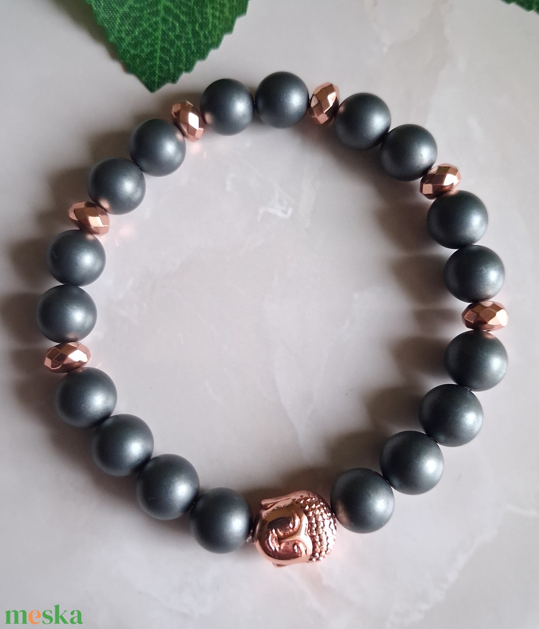 Rose gold hematit ásvány karkötő � elegancia és erő - ékszer - karkötő - ásványkarkötő - Meska.hu