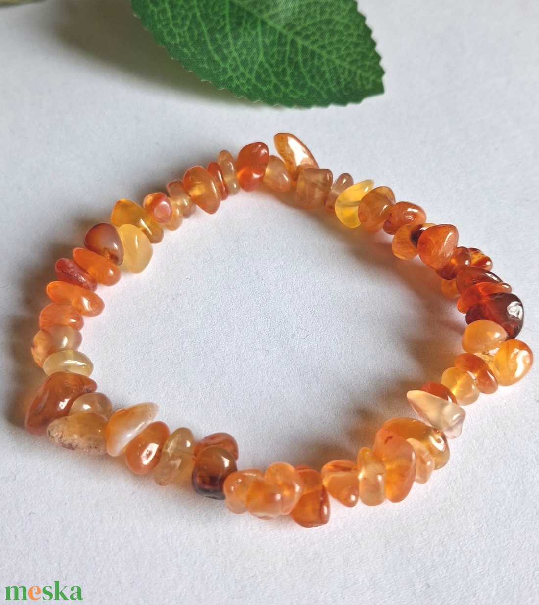 Karneol splitter ásvány karkötő- meleg tónusok, természetes forma - ékszer - karkötő - ásványkarkötő - Meska.hu