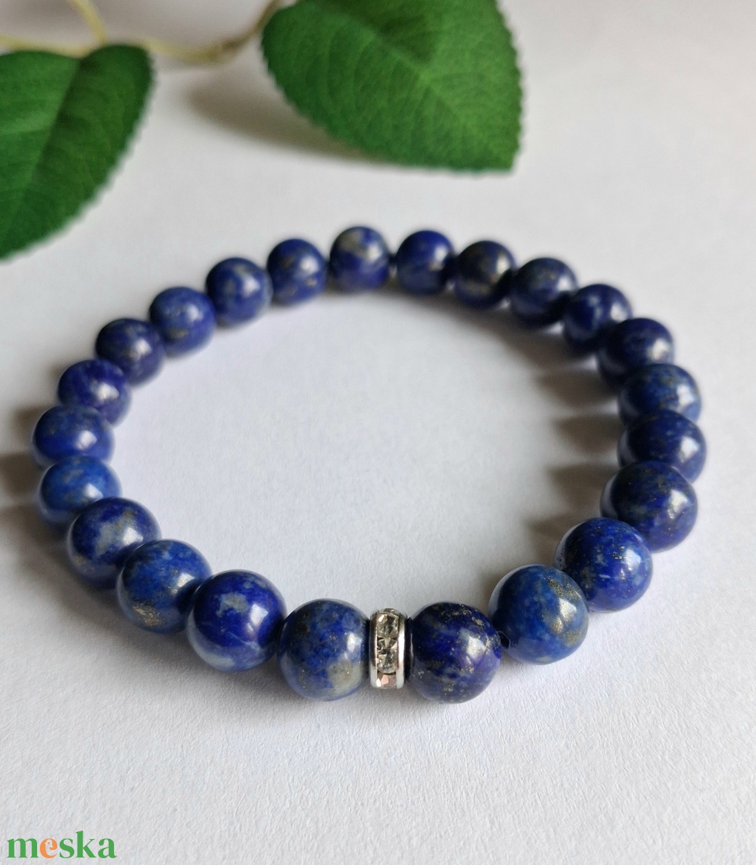 Mélykék lapis lazuli (A minőség) ásvány karkötő nemesacél rondellával - ékszer - karkötő - ásványkarkötő - Meska.hu