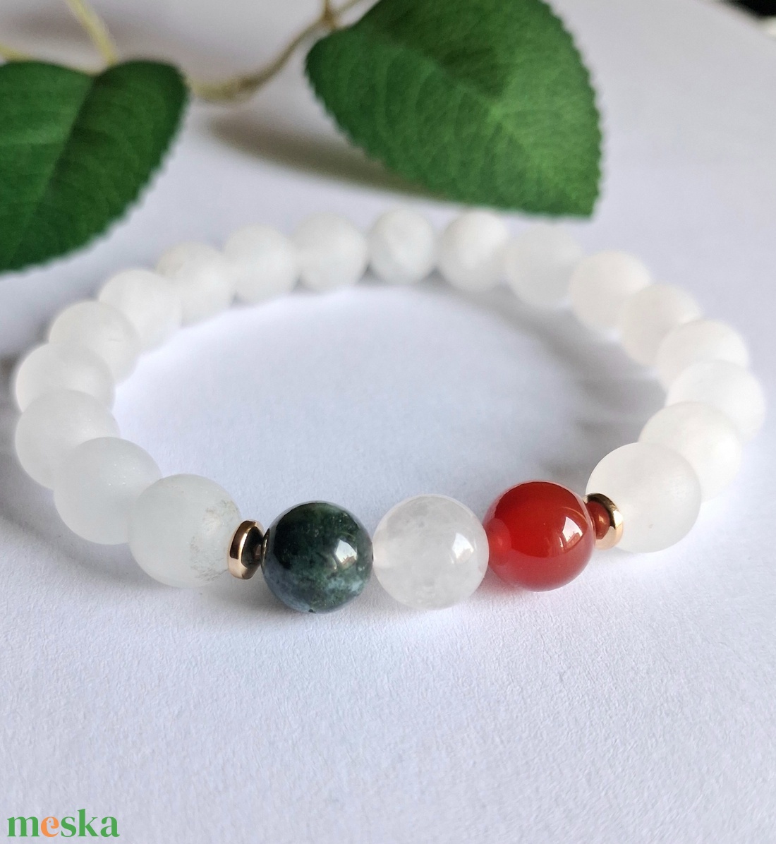 Nemzeti színű ásvány karkötő - ékszer - karkötő - ásványkarkötő - Meska.hu