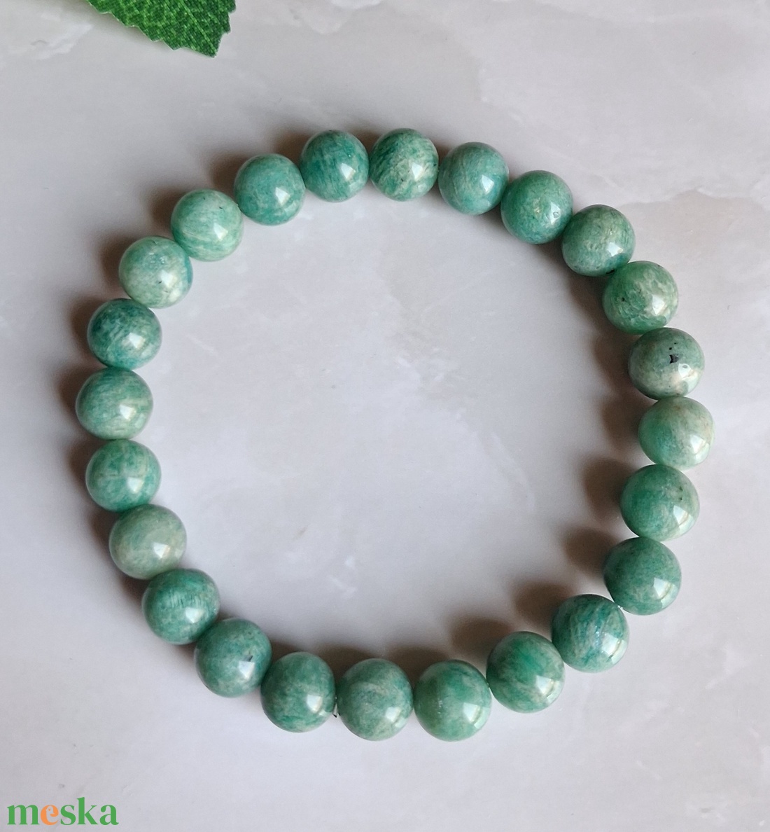 Amazonit ásvány karkötő- zöld árnyalatú, orosz amazonit - ékszer - karkötő - ásványkarkötő - Meska.hu