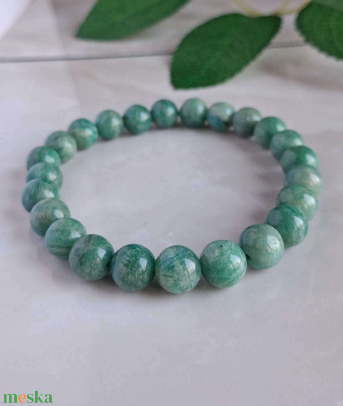 Amazonit ásvány karkötő- zöld árnyalatú, orosz amazonit - ékszer - karkötő - ásványkarkötő - Meska.hu