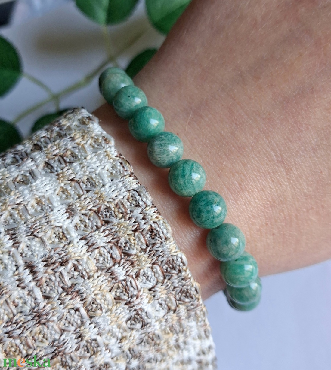 Amazonit ásvány karkötő- zöld árnyalatú, orosz amazonit - ékszer - karkötő - ásványkarkötő - Meska.hu