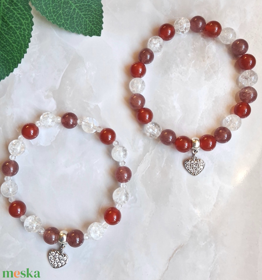 Anya-lánya páros ásvány karkötő - szeretet és összetartozás- videós bemutatással - ékszer - karkötő - ásványkarkötő - Meska.hu