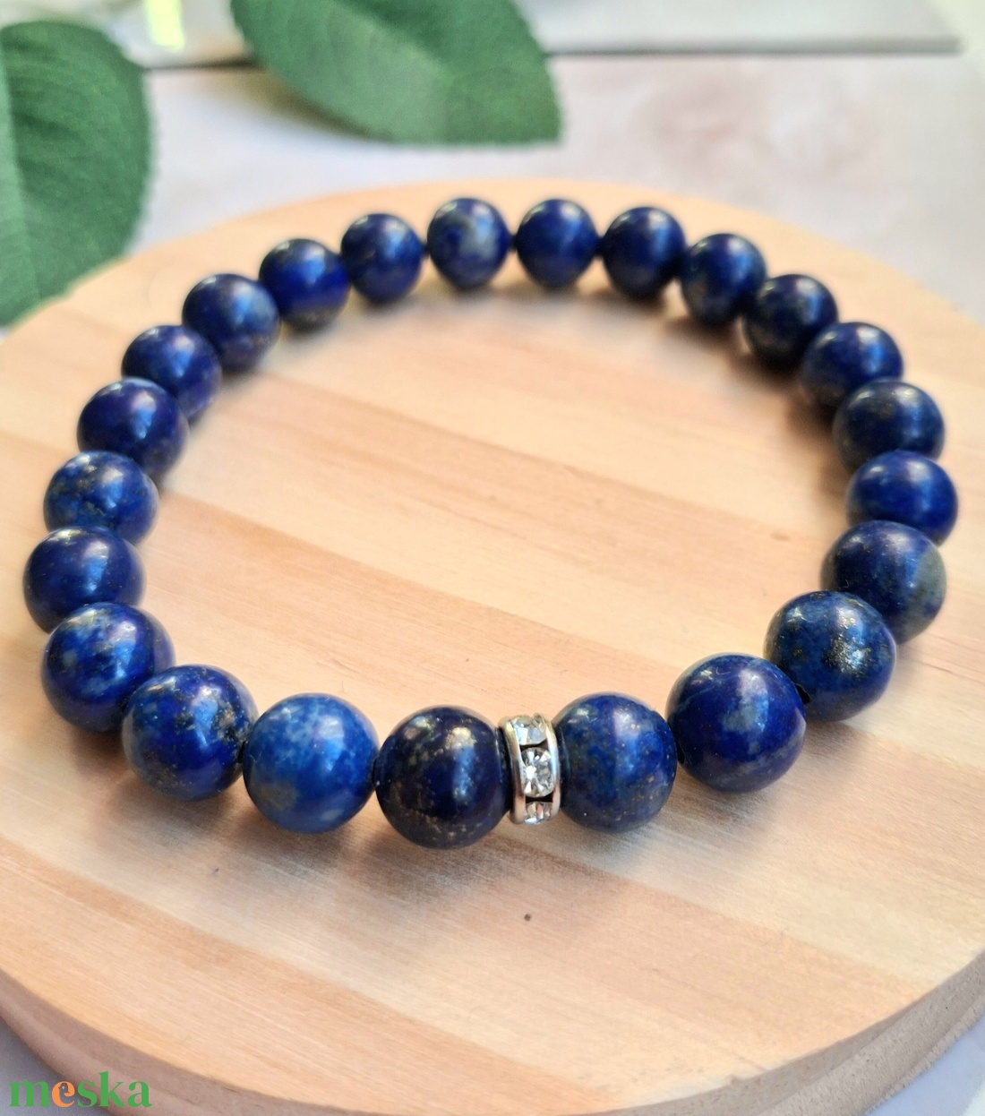 Mélykék lapis lazuli (A minőség) ásvány karkötő nemesacél rondellával - ékszer - karkötő - ásványkarkötő - Meska.hu