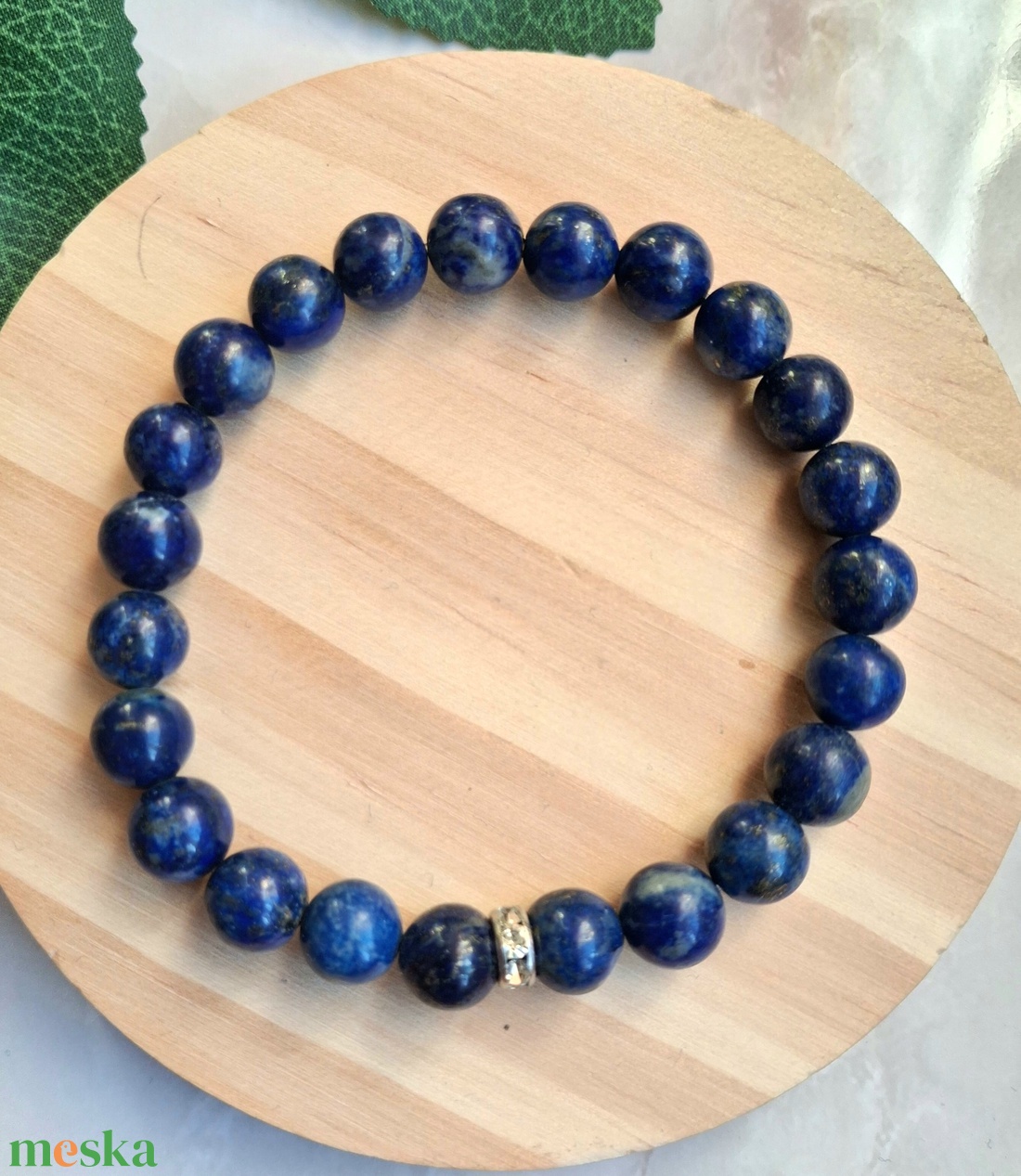 Mélykék lapis lazuli (A minőség) ásvány karkötő nemesacél rondellával - ékszer - karkötő - ásványkarkötő - Meska.hu