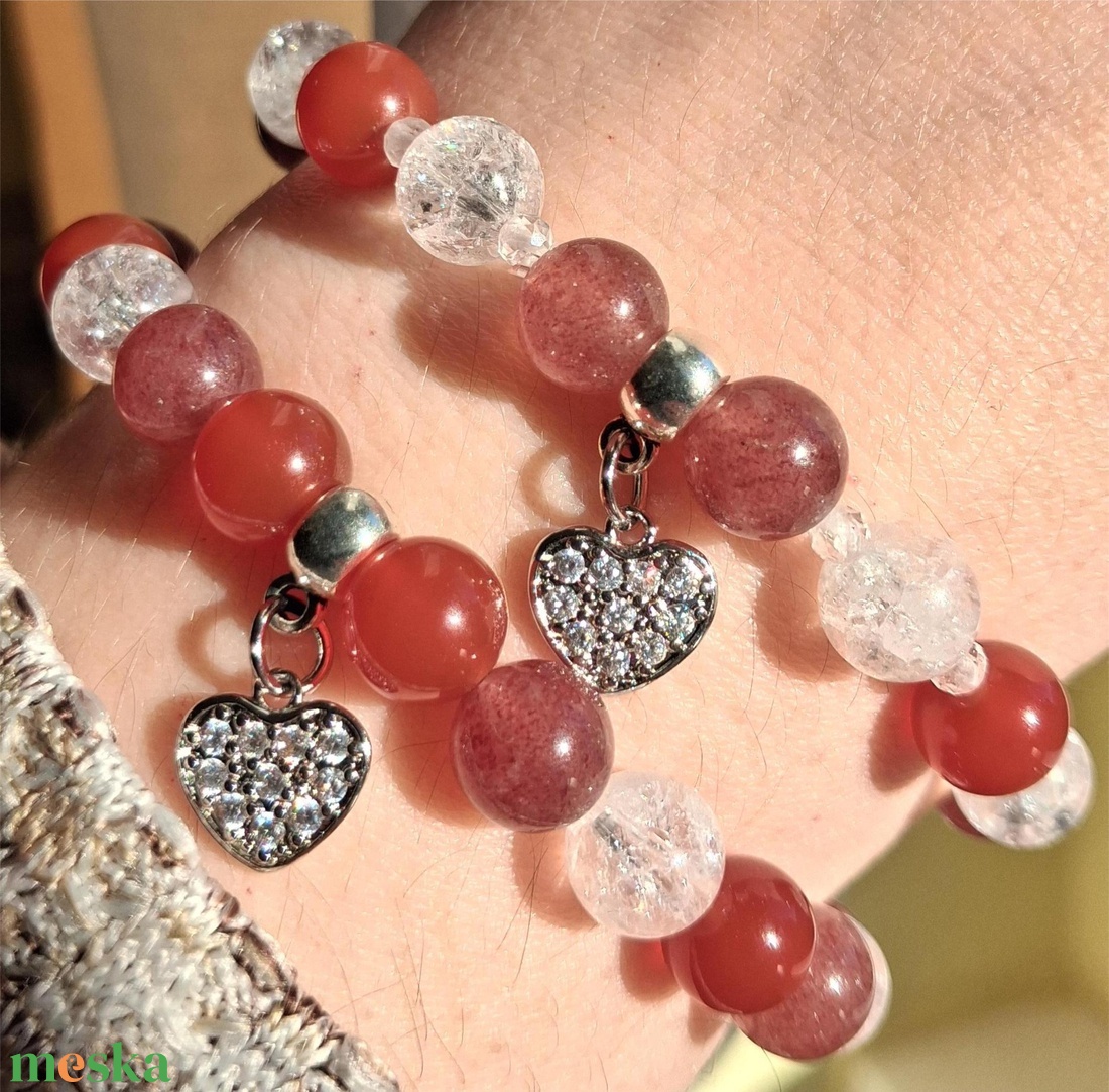 Anya-lánya páros ásvány karkötő - szeretet és összetartozás- videós bemutatással - ékszer - karkötő - ásványkarkötő - Meska.hu