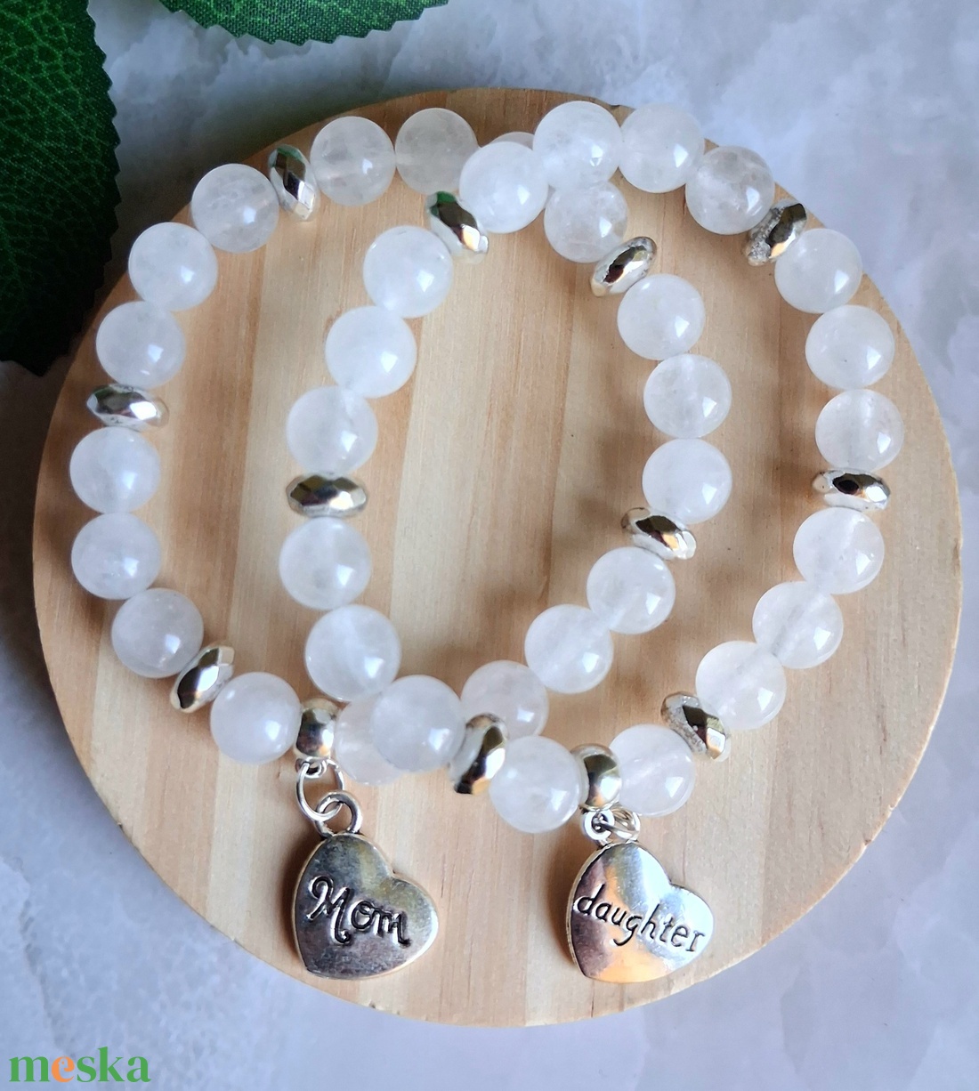 Minimal anya lánya ásvány karkötőszett anyák napjára - ékszer - karkötő - ásványkarkötő - Meska.hu