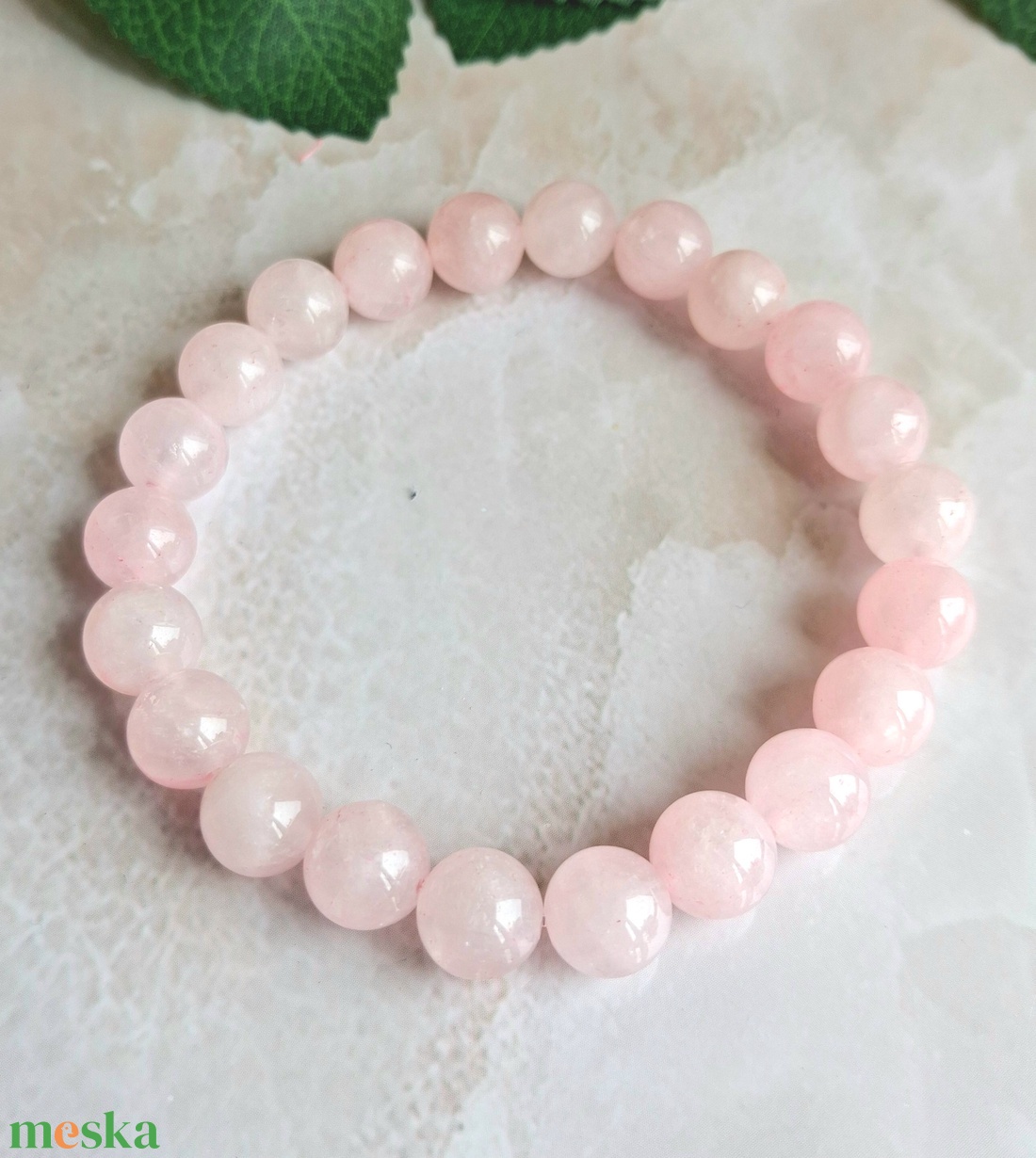 Rózsakvarc ásvány karkötő - ékszer - karkötő - ásványkarkötő - Meska.hu