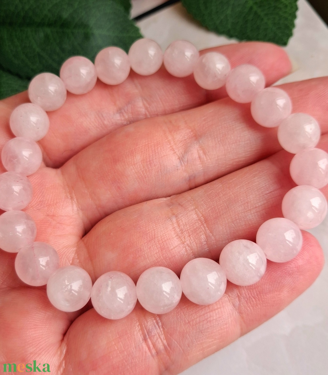 Rózsakvarc ásvány karkötő - ékszer - karkötő - ásványkarkötő - Meska.hu