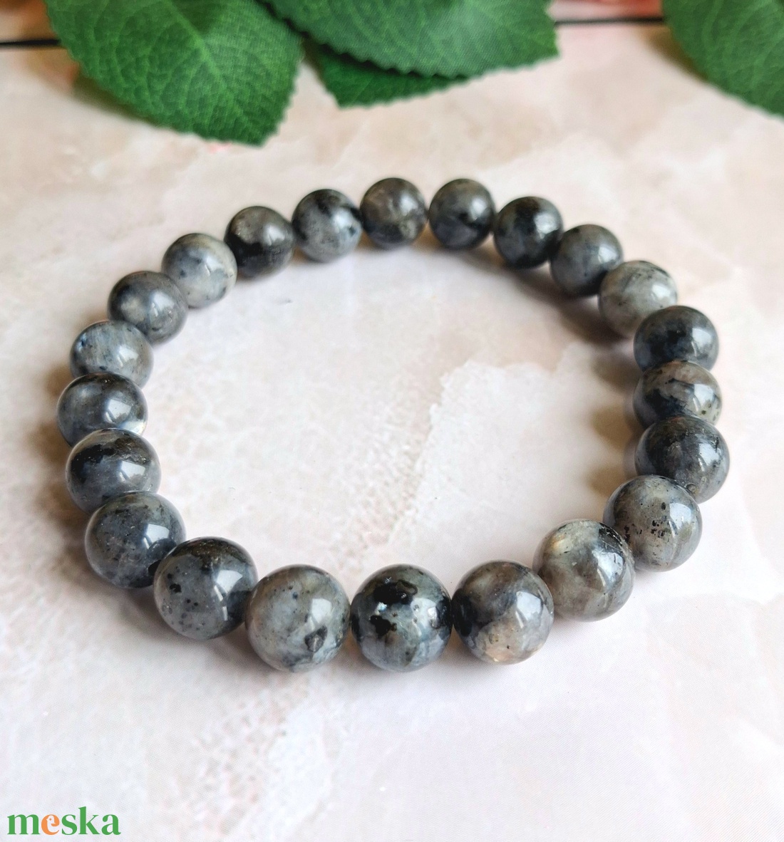 Larvikit (norvég labradorit) ásvány karkötő - ékszer - karkötő - ásványkarkötő - Meska.hu