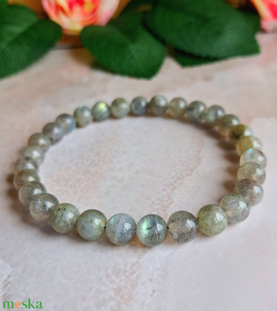AA minőségű labradorit ásvány karkötő 6 mm - videóval - ékszer - karkötő - ásványkarkötő - Meska.hu