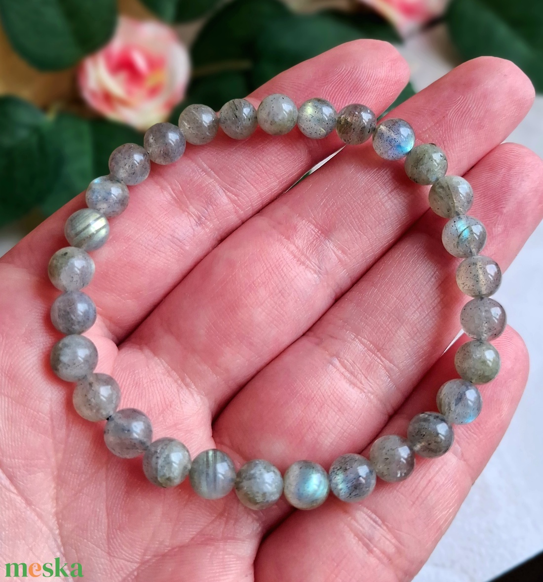 AA minőségű labradorit ásvány karkötő 6 mm - videóval - ékszer - karkötő - ásványkarkötő - Meska.hu