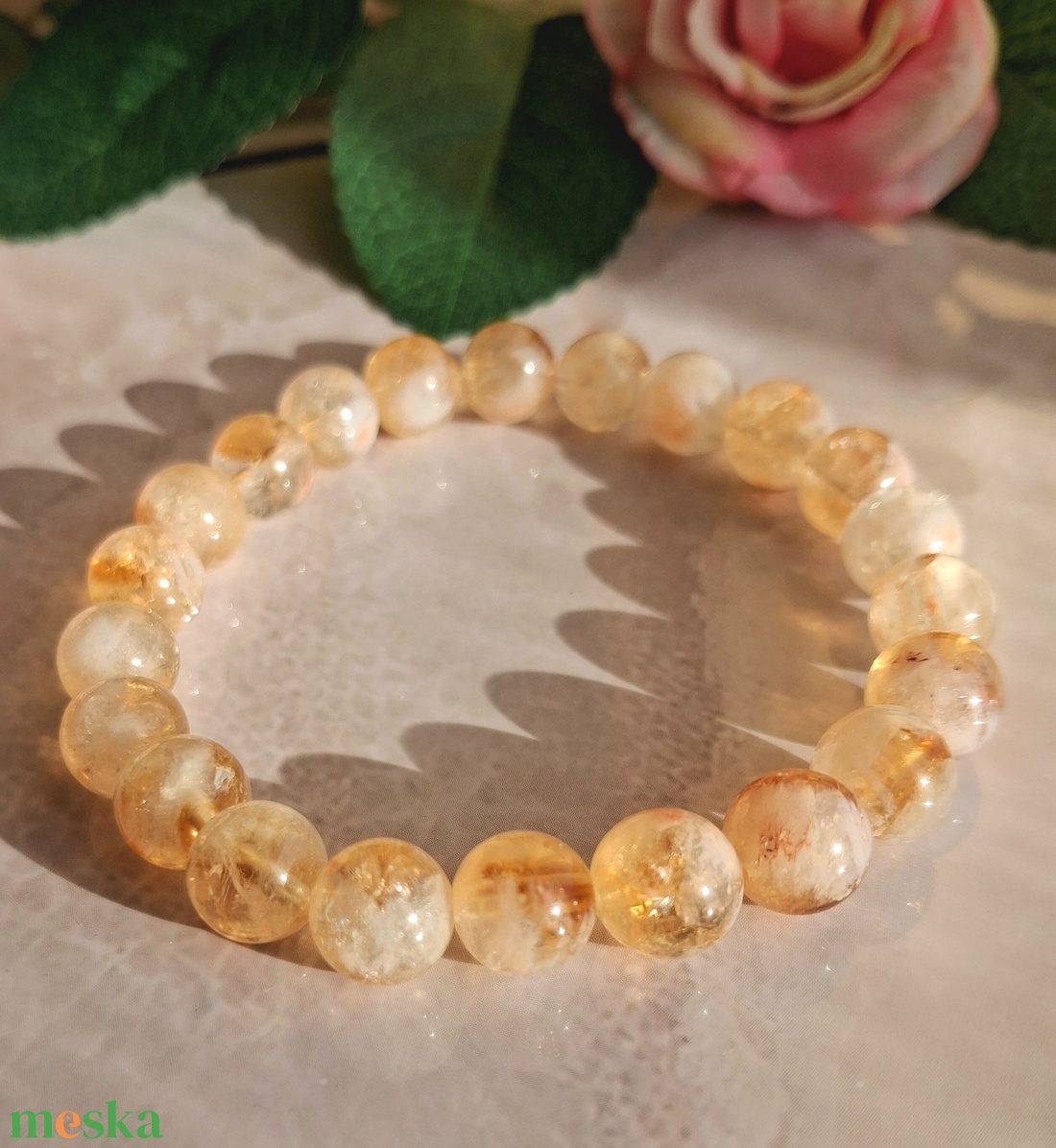 Citrin ásvány  karkötő - bőség, siker - 8 mm - ékszer - karkötő - ásványkarkötő - Meska.hu