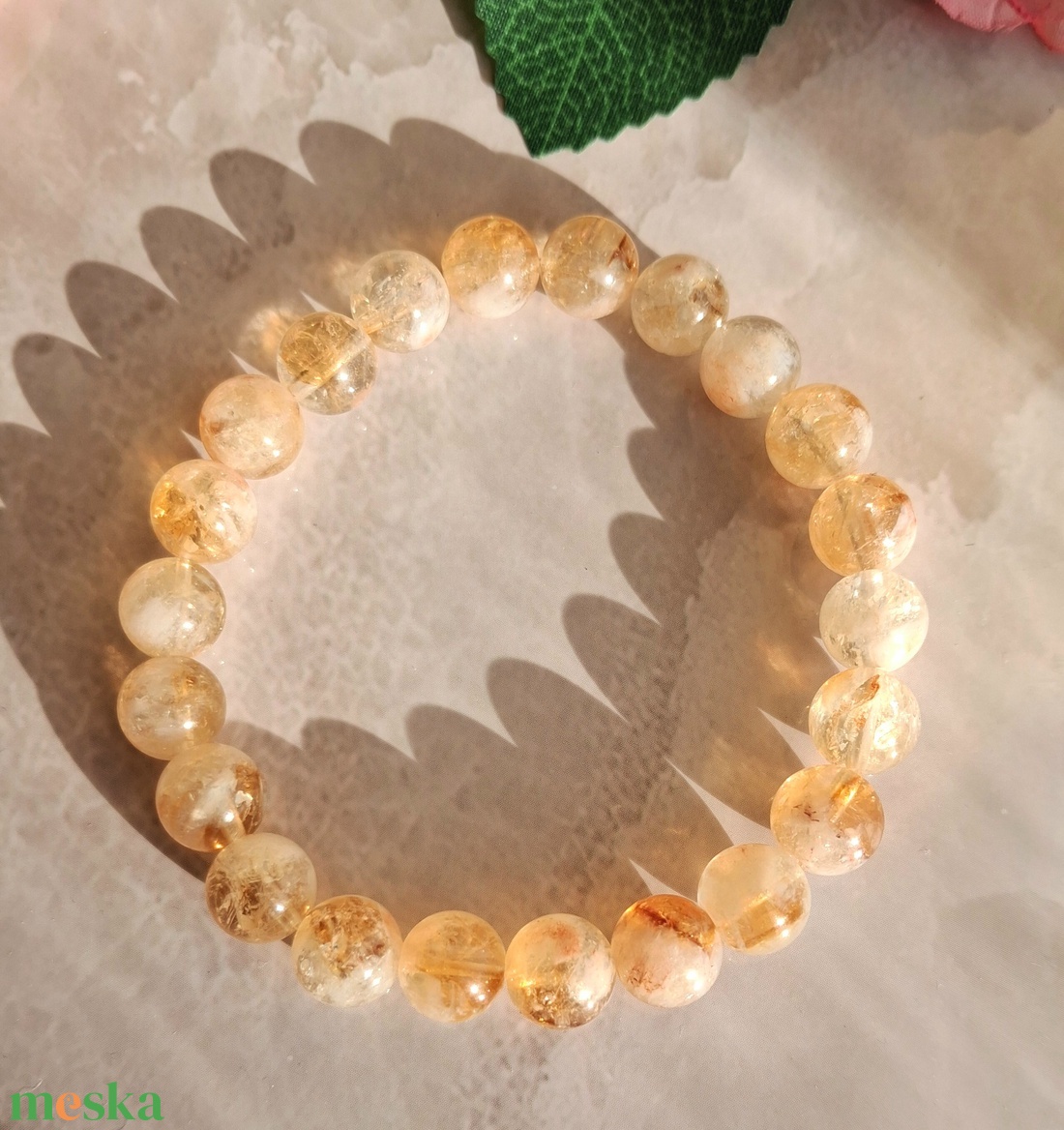 Citrin ásvány  karkötő - bőség, siker - 8 mm - ékszer - karkötő - ásványkarkötő - Meska.hu