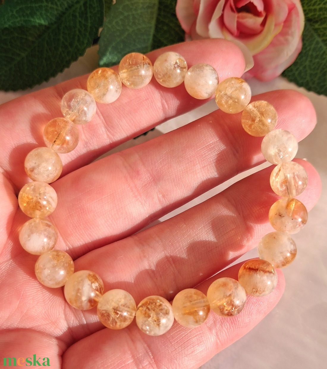Citrin ásvány  karkötő - bőség, siker - 8 mm - ékszer - karkötő - ásványkarkötő - Meska.hu