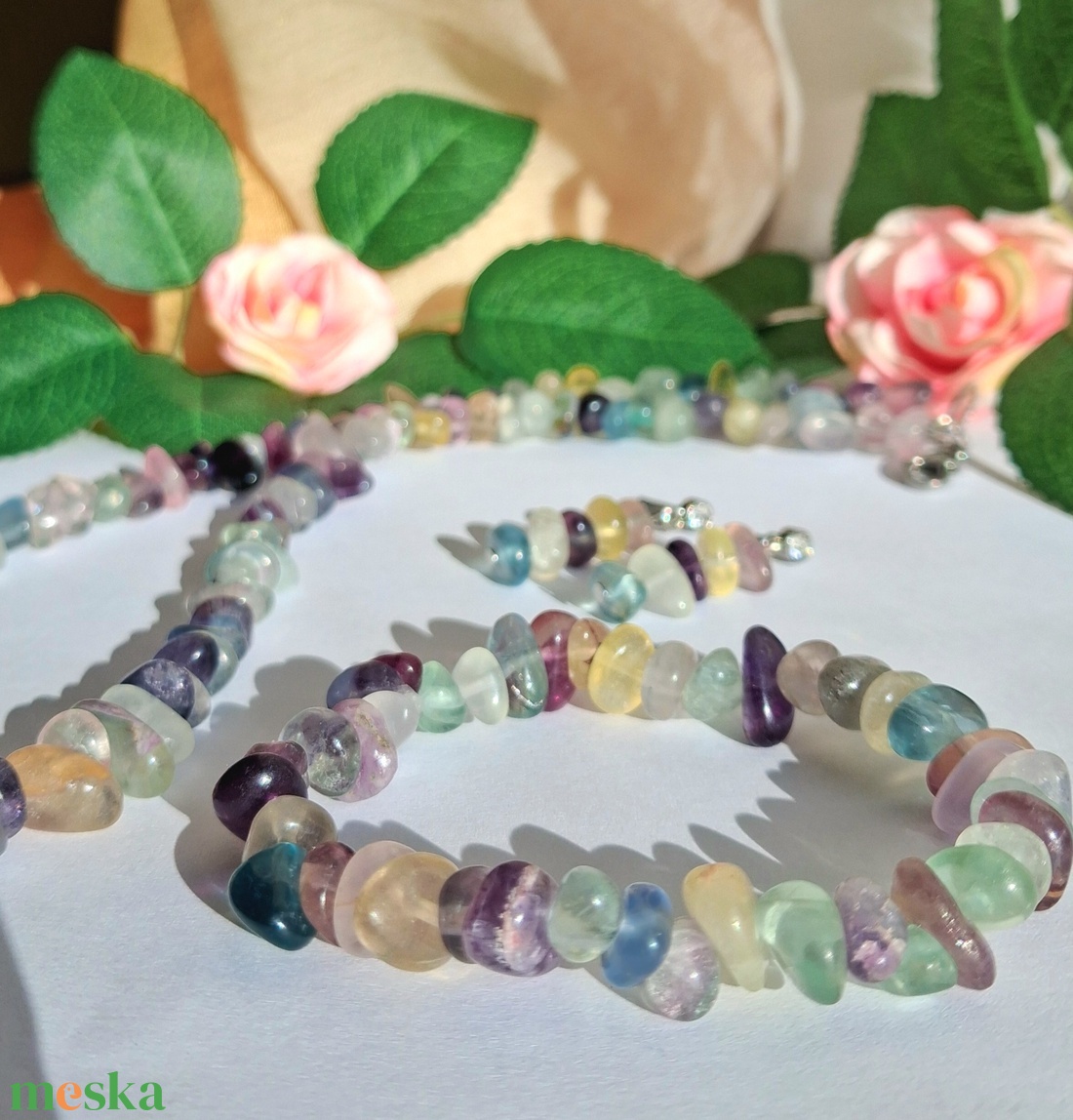 Fluorit színes ásvány ékszerszett - A minőség - fülbevaló, nyaklánc, karkötő - ékszer - ékszerszett - Meska.hu