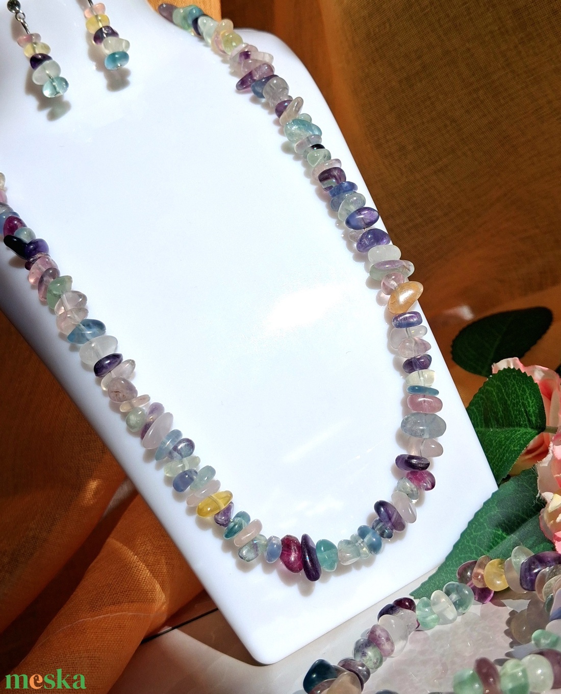 Fluorit színes ásvány ékszerszett - A minőség - fülbevaló, nyaklánc, karkötő - ékszer - ékszerszett - Meska.hu