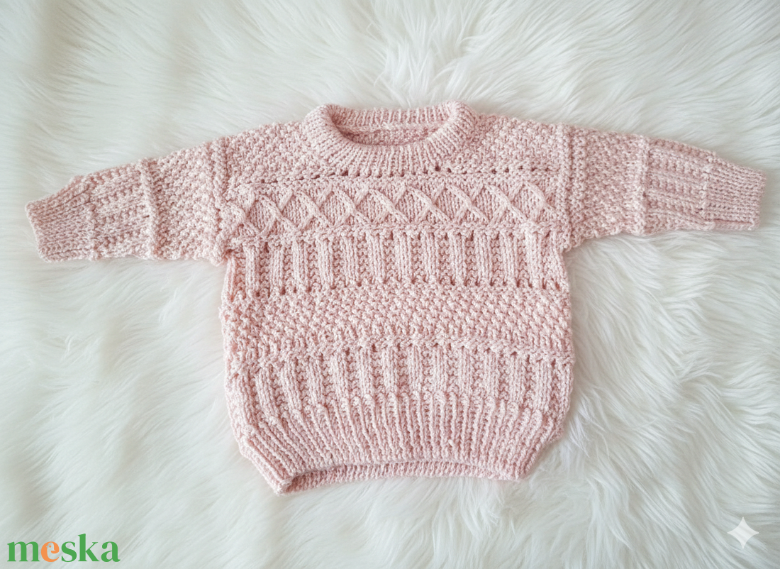 Kézzel kötött baba pulóver - ruha & divat - babaruha & gyerekruha - pulóver - Meska.hu