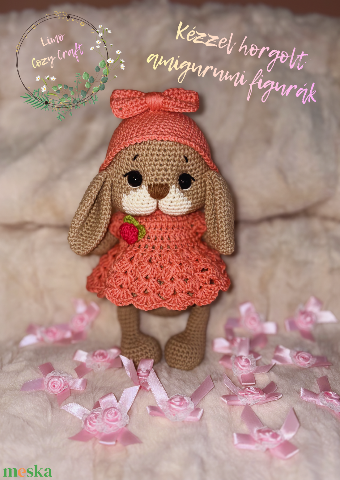 Kézzel horgolt nyuszi, szoknyában - játék & sport - plüssállat & játékfigura - nyuszi - Meska.hu