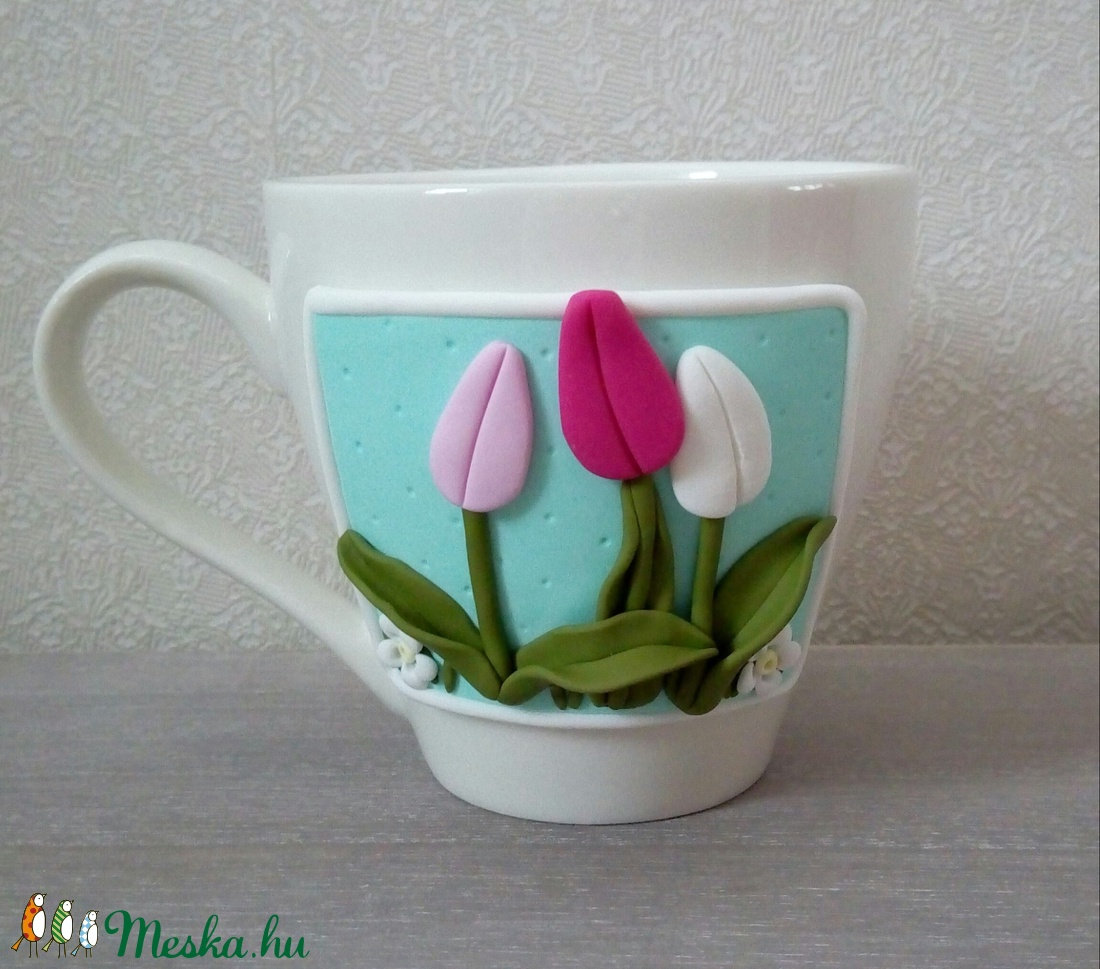 Tulipános kávés csésze - otthon & életmód - konyhafelszerelés, tálalás - Meska.hu