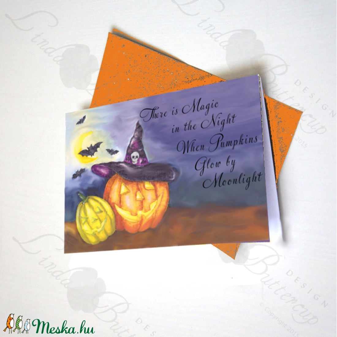 Halloween Képeslap, Halloween Üdvözlőlap, Őszi narancssárga lap - otthon & lakás - dekoráció - halloween - halloweeni meghívó, képeslap, ajándékkísérő - Meska.hu