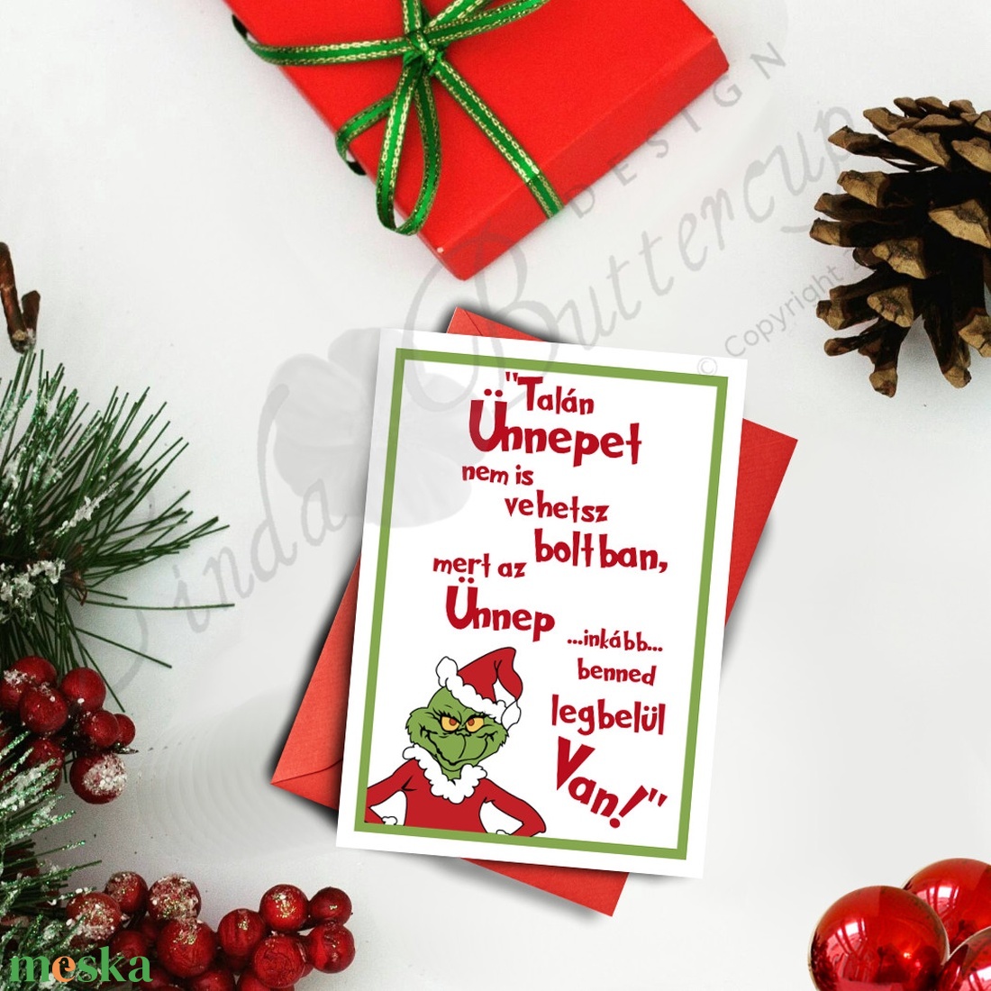 Karácsonyi Képeslap, Grincs Adventi Képeslap, Karácsonyi Dekoráció, Karácsonyi vicces üdvözlőlap  - karácsony - karácsonyi ajándékozás - karácsonyi képeslap, üdvözlőlap, ajándékkísérő - Meska.hu