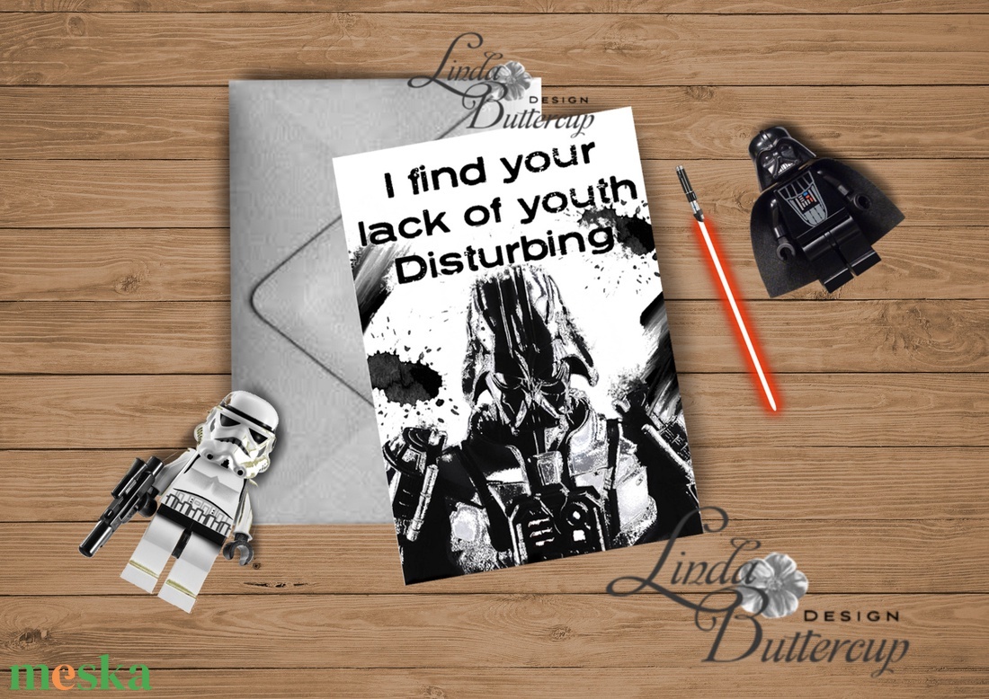 Star Wars, Darth Vader üdvözlőlap, Vicces Születésnapi lap, képeslap, Star wars festmény, Szülinap kártya -  - Meska.hu