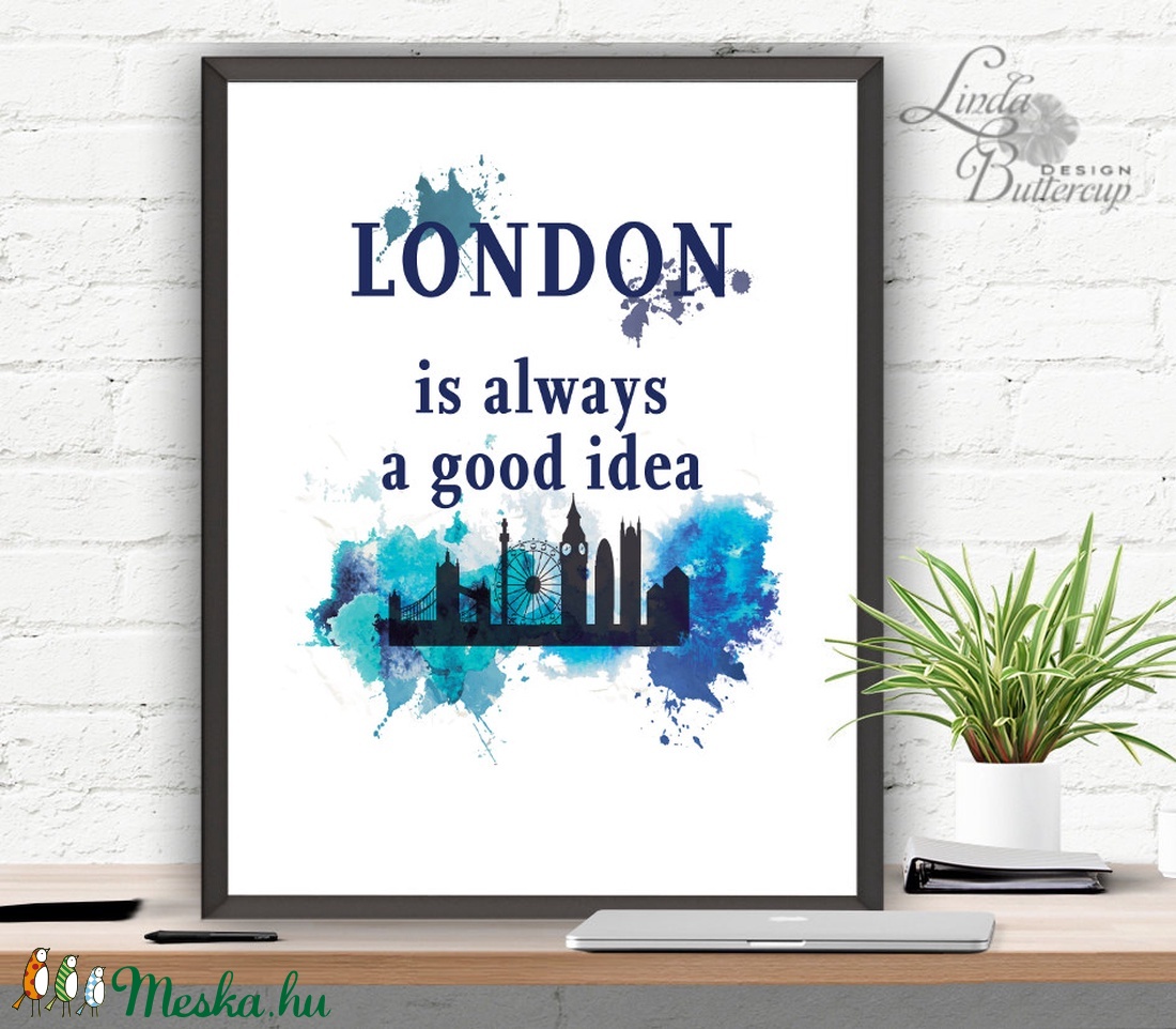 Modern Print, London kép, London festmény dekor, idézet kék Print, Falikép, Iroda Dekor, Otthoni dekoráció -  - Meska.hu