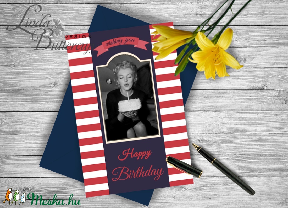 Szülinapi üdvözlőlap, Marilyn Monroe, Vicces Születésnapi képeslap, Szülinap kártya, Apa, Apu, Apák napja -  - Meska.hu