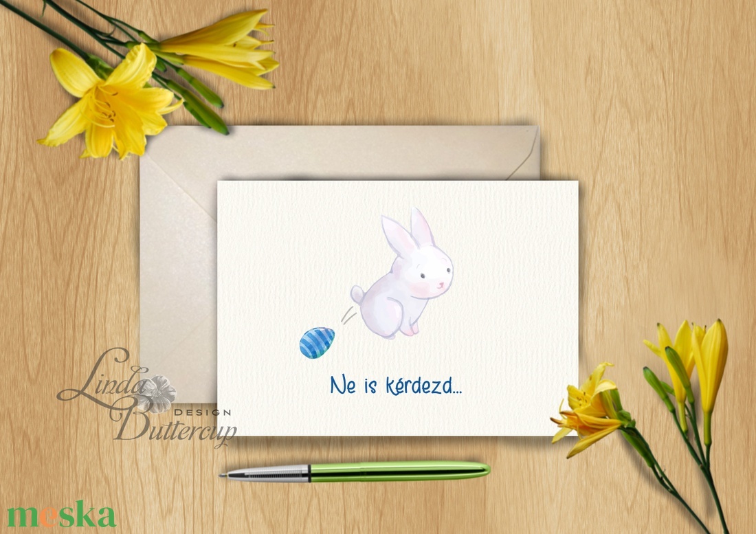 Húsvéti Képeslap, Vicces Húsvéti lap, Boldog Húsvétot, Húsvéti üdvözlőlap, Húsvéti Nyuszi, Nyúl, tojás - otthon & életmód - papír, írószer - ajándékozás kellékei - képeslap, üdvözlőlap - Meska.hu