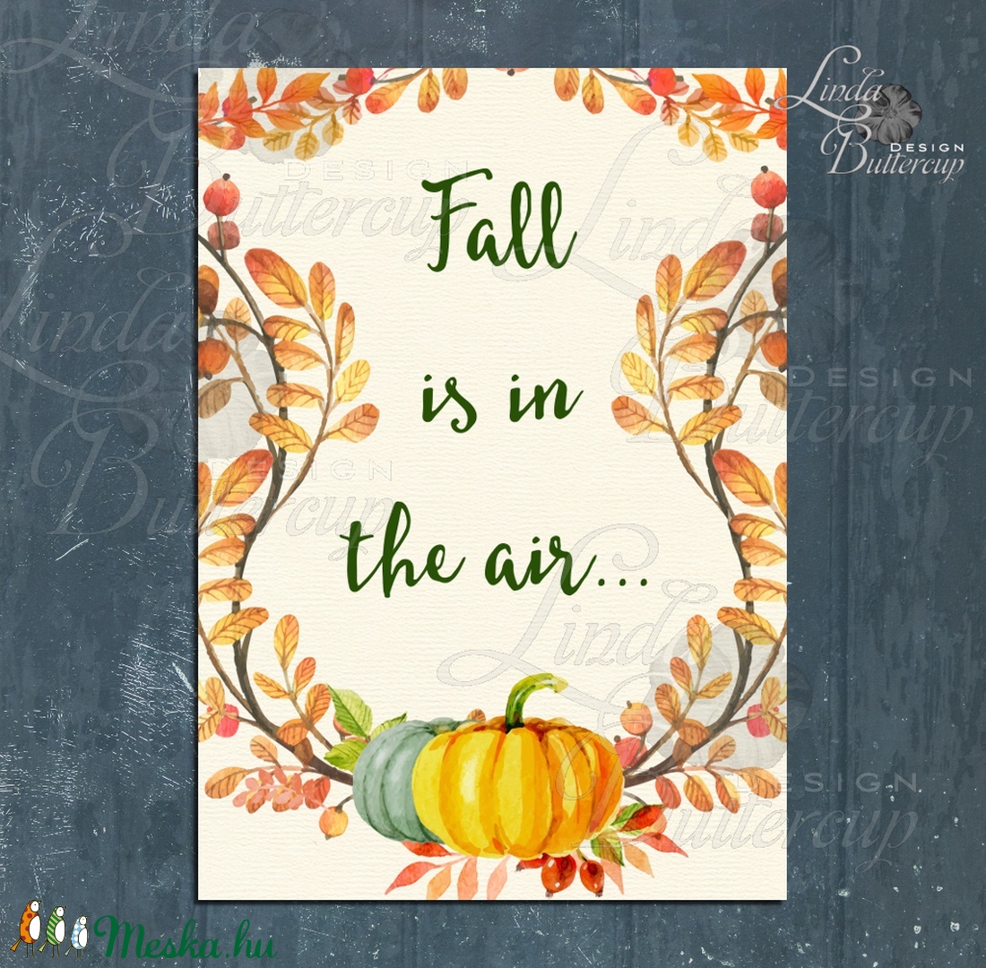 Őszi dekoráció, őszi falikép, őszi falevelek, levél festmény, őszi kép, levél falikép, dekor, tök  -  - Meska.hu