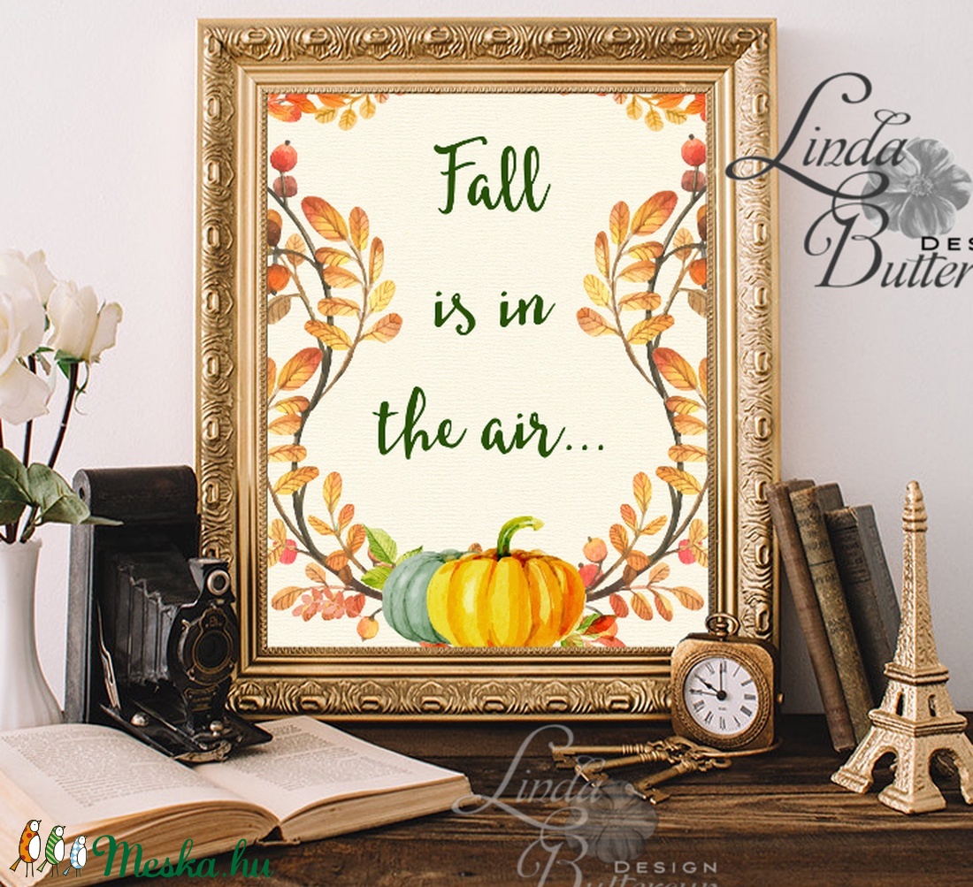 Őszi dekoráció, őszi falikép, őszi falevelek, levél festmény, őszi kép, levél falikép, dekor, tök  -  - Meska.hu