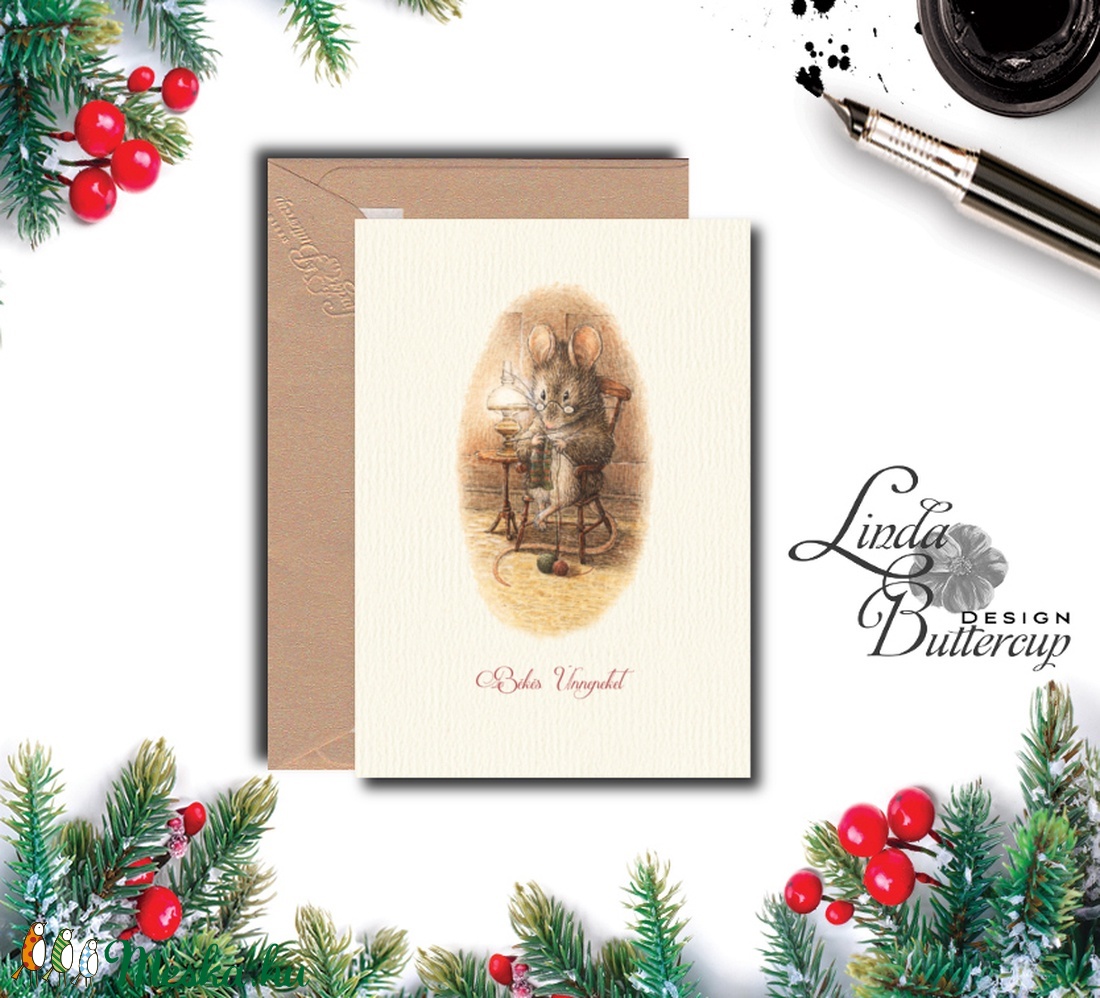 Karácsonyi Képeslap, Vintage, Állatos, Egér, Cuki, Adventi, Egérke, üdvözlőlap, Ünnepi lap, hó, klasszikus - karácsony - karácsonyi ajándékozás - karácsonyi képeslap, üdvözlőlap, ajándékkísérő - Meska.hu