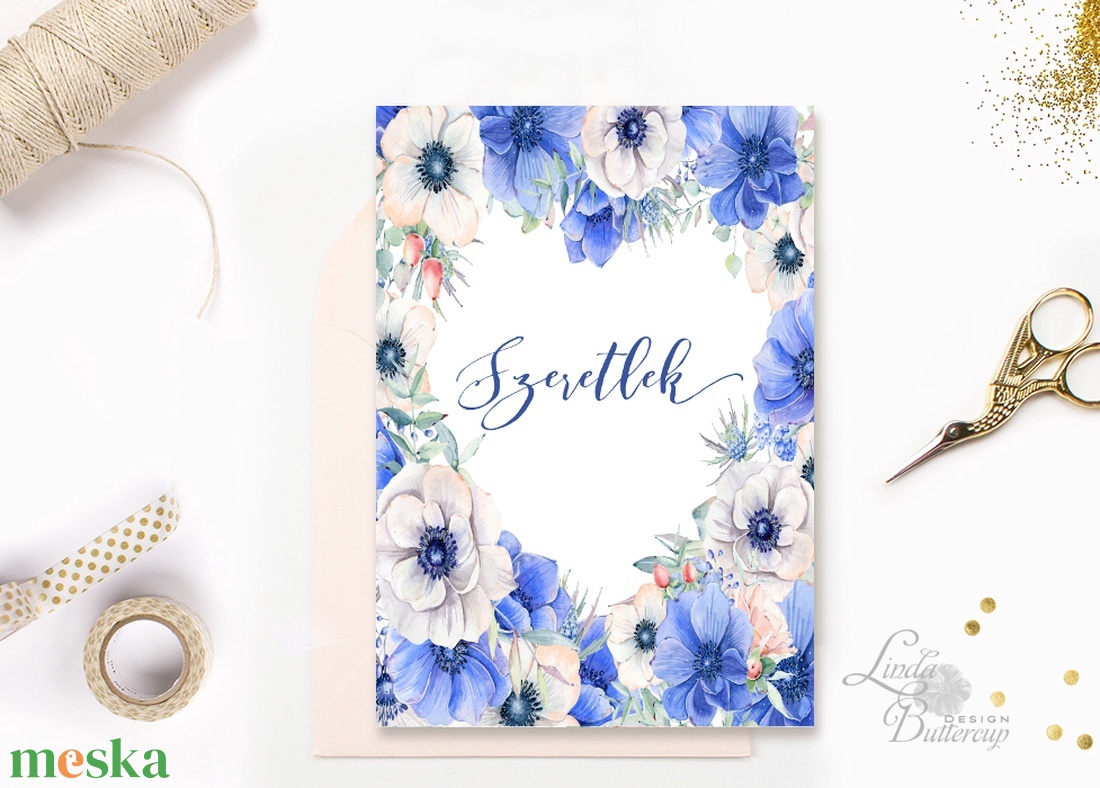 Valentin napi Képeslap, Szeretlek lap, Valentin nap, Romantikus, üdvözlőlap, love, Szerelmes, virágos, tavaszi, rózsa - otthon & életmód - papír, írószer - ajándékozás kellékei - képeslap, üdvözlőlap - Meska.hu