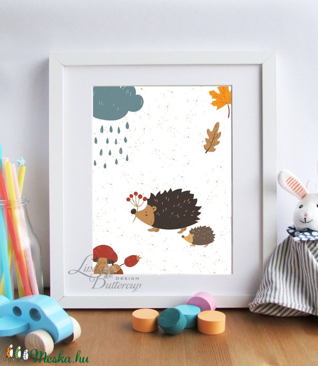 Babaszoba Falikép, Süni festmény, Gyerekszoba kép, dekoráció, erdei állat, sün, baba kép, baby, cuki, felhő, állatos -  - Meska.hu