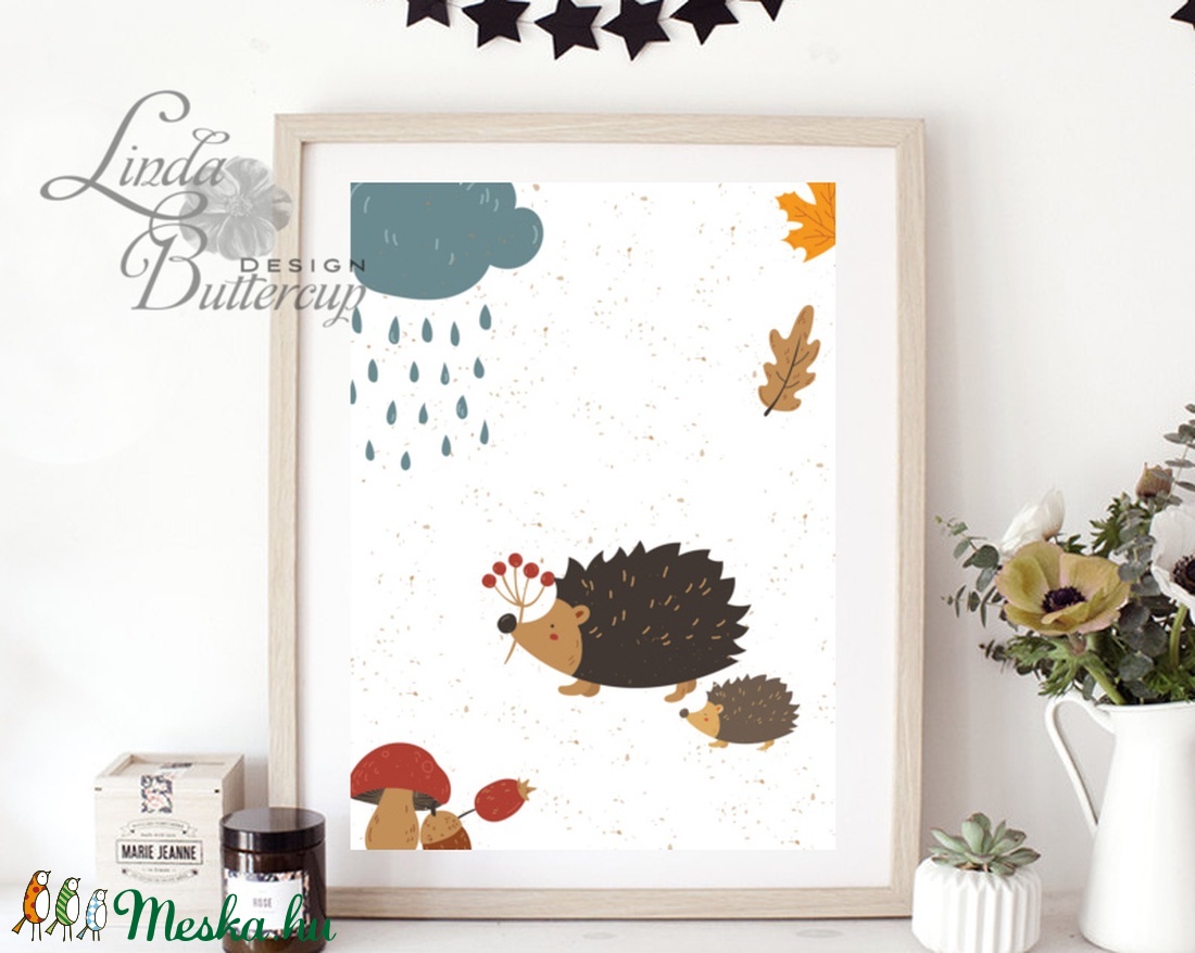 Babaszoba Falikép, Süni festmény, Gyerekszoba kép, dekoráció, erdei állat, sün, baba kép, baby, cuki, felhő, állatos -  - Meska.hu