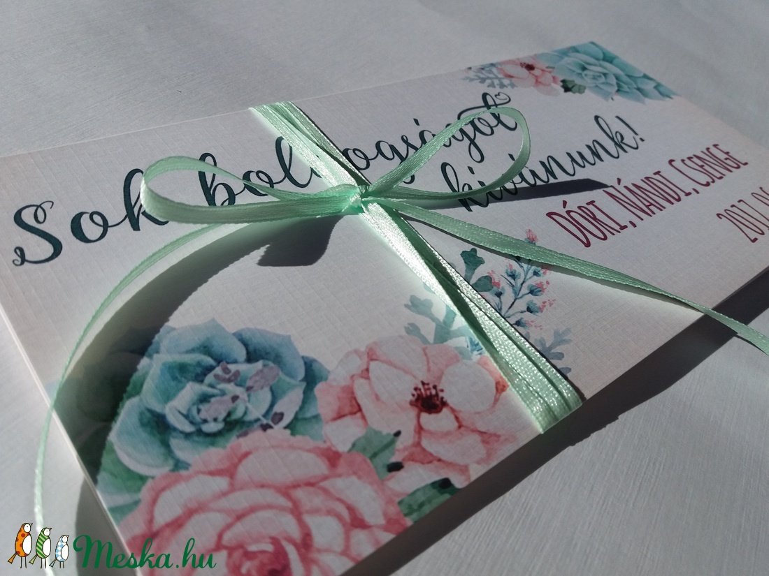 Pénzátadó boríték, Kövirózsa, Nászajándék, Gratulálunk képeslap, Esküvői Gratuláció, pasztell, pénz átadó lap, púder, - esküvő - emlék & ajándék - nászajándék - Meska.hu