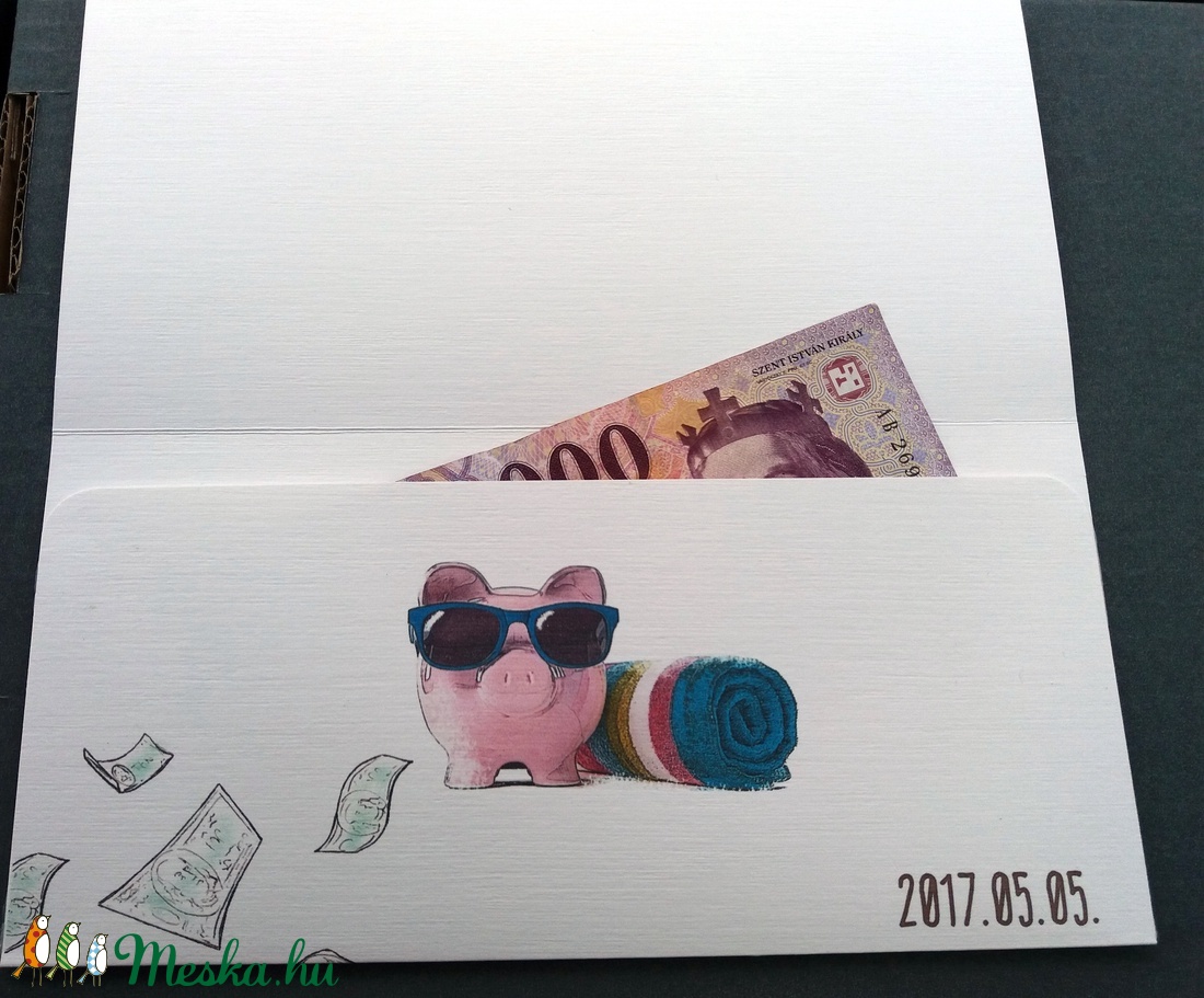 Pénzátadó boríték, Ballagásra, Évzáró, Gratulálunk képeslap, Gratuláció, virágos, pénz átadó lap, malac, érettségi - otthon & életmód - papír, írószer - ajándékozás kellékei - pénzátadó boríték - Meska.hu