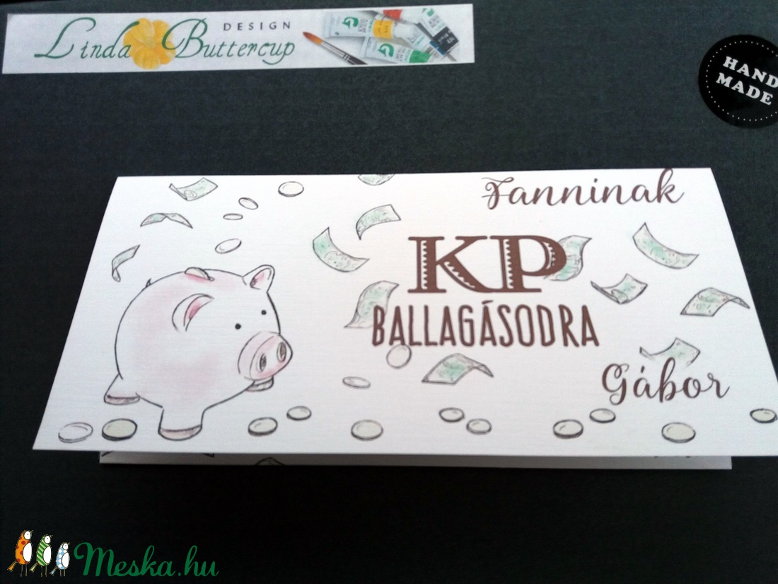 Pénzátadó boríték, Ballagásra, Évzáró, Gratulálunk képeslap, Gratuláció, virágos, pénz átadó lap, malac, érettségi - otthon & életmód - papír, írószer - ajándékozás kellékei - pénzátadó boríték - Meska.hu