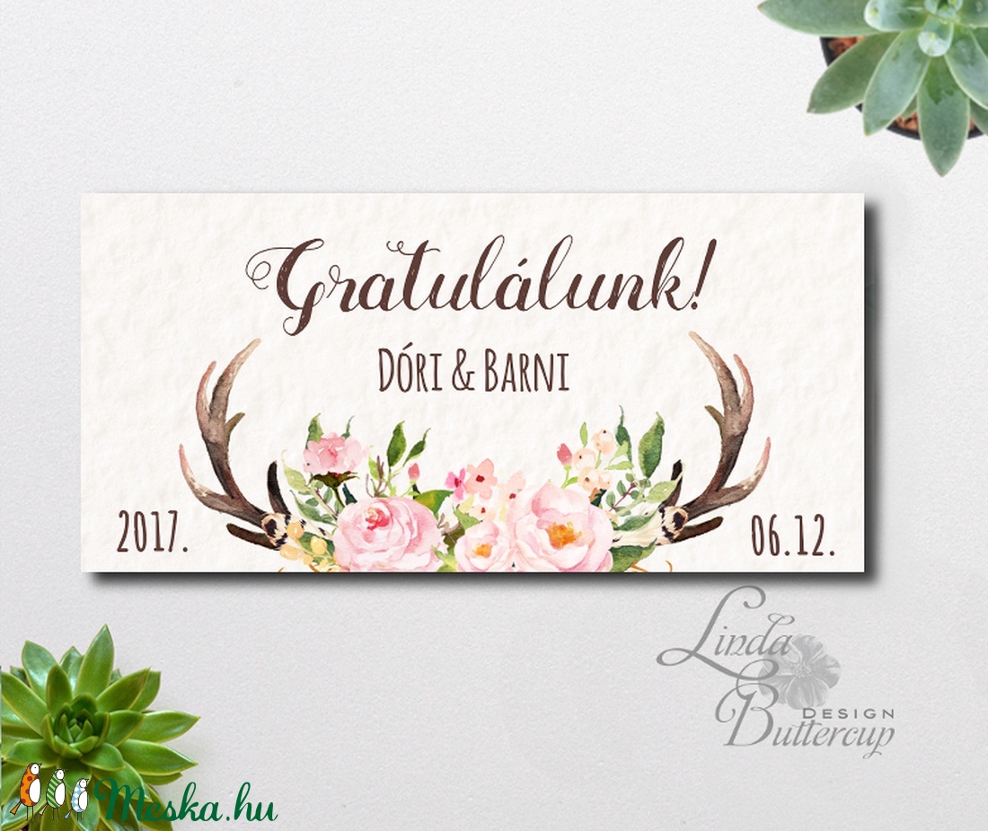 Agancsos ajándék, Pénzátadó boríték, agancs,őszi esküvő, Nászajándék, Gratulálunk képeslap, Esküvői Gratuláció, pénz lap -  - Meska.hu