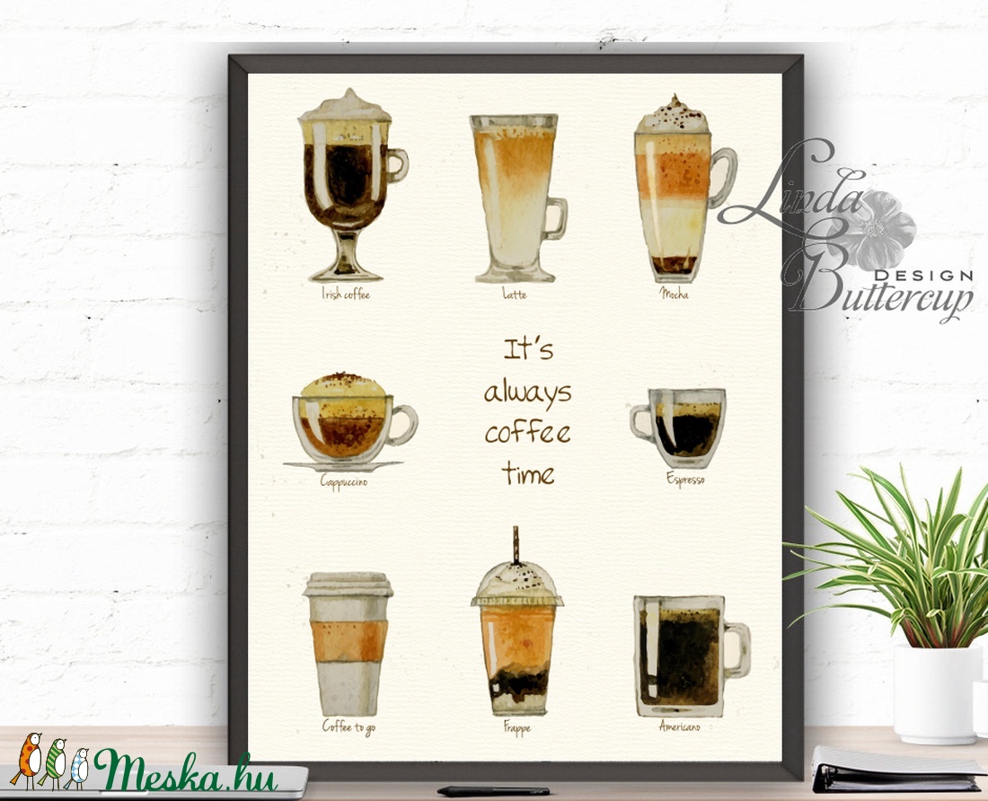 Kávé Print A4, Konyhai falikép, Konyha dekoráció, Espresso, Kávézó, Coffee, idézet, Iroda dekor, Office, barna, vintage -  - Meska.hu
